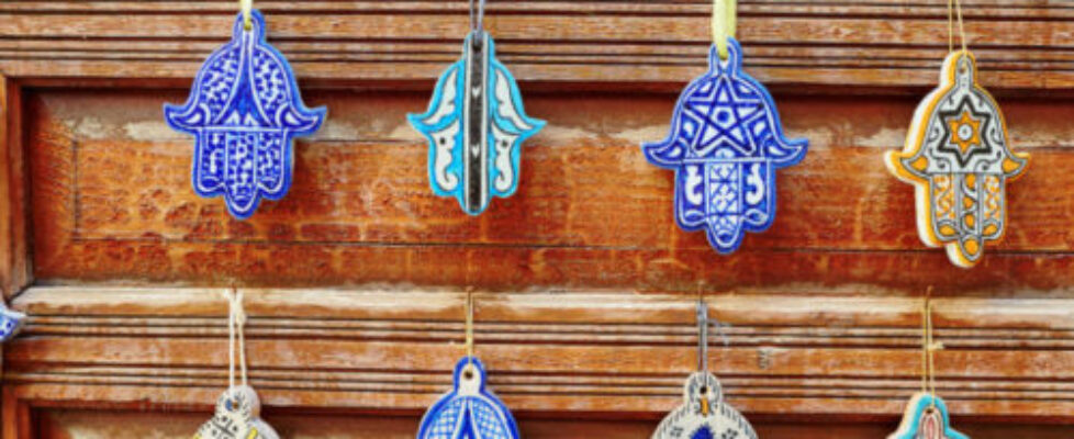 Selection of traditional Middle Eastern amulets, hamsa